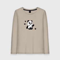 Лонгслив хлопковый женский Мультяшный мишка панда, цвет: миндальный