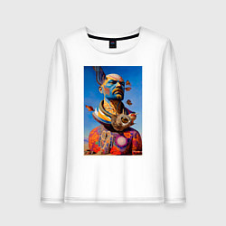 Лонгслив хлопковый женский Памятник Ленину - нейросеть - сюрреализм, цвет: белый