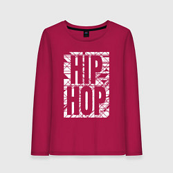 Лонгслив хлопковый женский Hip hop большая поцарапанная надпись, цвет: маджента