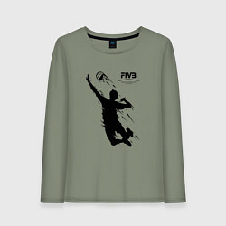 Лонгслив хлопковый женский FIVB - международная федерация волейбола, цвет: авокадо