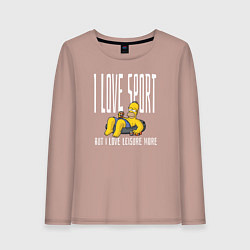 Лонгслив хлопковый женский Я люблю спорт, но отдыхать люблю больше, цвет: пыльно-розовый