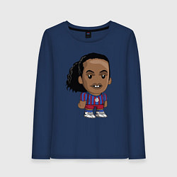 Лонгслив хлопковый женский Ronaldinho Barcelona, цвет: тёмно-синий