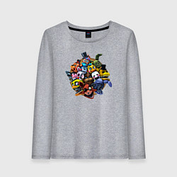 Лонгслив хлопковый женский Персонажи фнаф, цвет: меланж