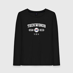 Лонгслив хлопковый женский Тхэквондо varsity style, цвет: черный