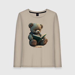 Женский лонгслив Читающий медвежонок
