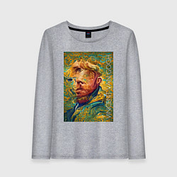 Лонгслив хлопковый женский Abstract Vincent van Gogh - surrealism self-portra, цвет: меланж