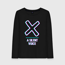 Лонгслив хлопковый женский Символ A Silent Voice в стиле glitch, цвет: черный