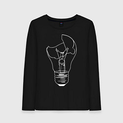 Лонгслив хлопковый женский Разбитая лампочка, цвет: черный