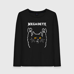 Лонгслив хлопковый женский Megadeth rock cat, цвет: черный