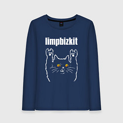Лонгслив хлопковый женский Limp Bizkit rock cat, цвет: тёмно-синий