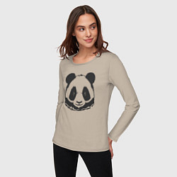 Лонгслив хлопковый женский Панда бамбуковый медведь, цвет: миндальный — фото 2