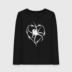 Лонгслив хлопковый женский Spider love, цвет: черный