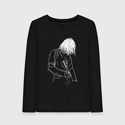 Лонгслив хлопковый женский Kurt Cobain grunge, цвет: черный