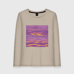 Лонгслив хлопковый женский Сиреневое море, цвет: миндальный