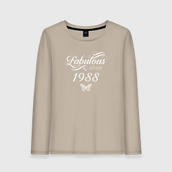 Лонгслив хлопковый женский Fabulous since 1988, цвет: миндальный