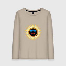 Лонгслив хлопковый женский Солнце в очках, цвет: миндальный