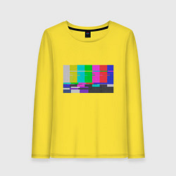Лонгслив хлопковый женский Разноцветные полосы в телевизоре, цвет: желтый