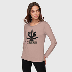 Лонгслив хлопковый женский Chess play, цвет: пыльно-розовый — фото 2
