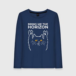 Лонгслив хлопковый женский Bring Me the Horizon rock cat, цвет: тёмно-синий