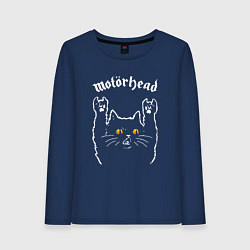Лонгслив хлопковый женский Motorhead rock cat, цвет: тёмно-синий