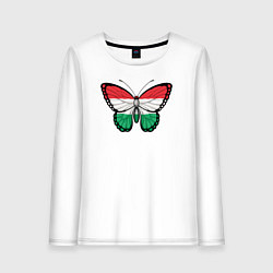 Лонгслив хлопковый женский Бабочка Венгрия, цвет: белый
