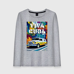Лонгслив хлопковый женский Viva Cuba - car - retro, цвет: меланж