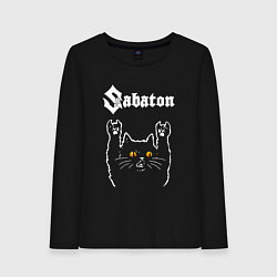 Лонгслив хлопковый женский Sabaton rock cat, цвет: черный