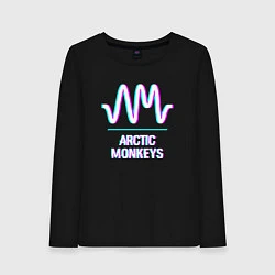 Лонгслив хлопковый женский Arctic Monkeys glitch rock, цвет: черный