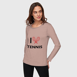 Лонгслив хлопковый женский I Love Tennis, цвет: пыльно-розовый — фото 2