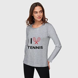 Лонгслив хлопковый женский I Love Tennis, цвет: меланж — фото 2