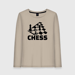 Лонгслив хлопковый женский Chess game, цвет: миндальный