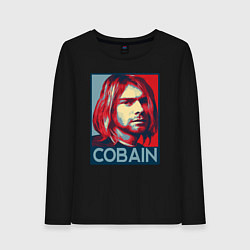 Лонгслив хлопковый женский Nirvana - Kurt Cobain, цвет: черный