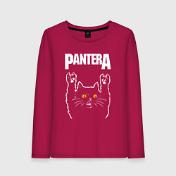 Лонгслив хлопковый женский Pantera rock cat, цвет: маджента