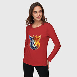 Лонгслив хлопковый женский Кот викинг, цвет: красный — фото 2