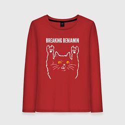 Лонгслив хлопковый женский Breaking Benjamin rock cat, цвет: красный
