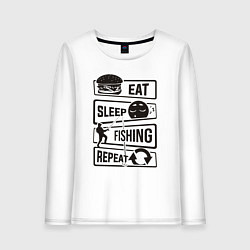 Женский лонгслив Eat sleep fishing repeat