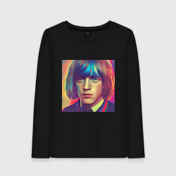 Лонгслив хлопковый женский Brian Jones Glitch Art, цвет: черный