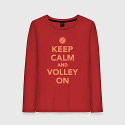 Лонгслив хлопковый женский Keep calm and volley on, цвет: красный