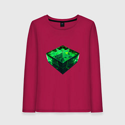 Лонгслив хлопковый женский Куб из зелёного кристалла, цвет: маджента