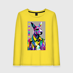 Лонгслив хлопковый женский Kangaroo - Australia - pop art, цвет: желтый