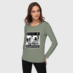Лонгслив хлопковый женский Noize with girls, цвет: авокадо — фото 2