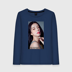 Лонгслив хлопковый женский Kim Jisoo, цвет: тёмно-синий