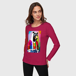 Лонгслив хлопковый женский Baer fashionista - pop art - neural network, цвет: маджента — фото 2