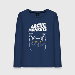 Лонгслив хлопковый женский Arctic Monkeys rock cat, цвет: тёмно-синий