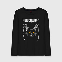 Лонгслив хлопковый женский Powerwolf rock cat, цвет: черный