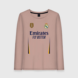 Лонгслив хлопковый женский Лука Модрич ФК Реал Мадрид форма 2324 домашняя, цвет: пыльно-розовый