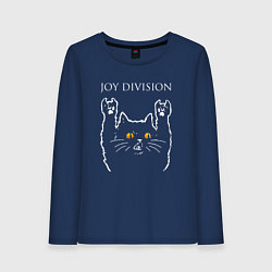 Лонгслив хлопковый женский Joy Division rock cat, цвет: тёмно-синий