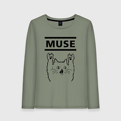 Лонгслив хлопковый женский Muse - rock cat, цвет: авокадо