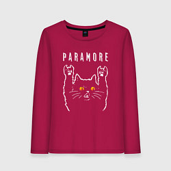Лонгслив хлопковый женский Paramore rock cat, цвет: маджента