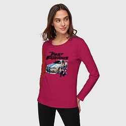 Лонгслив хлопковый женский Брайан ОКоннер Nissan Skyline R34, цвет: маджента — фото 2